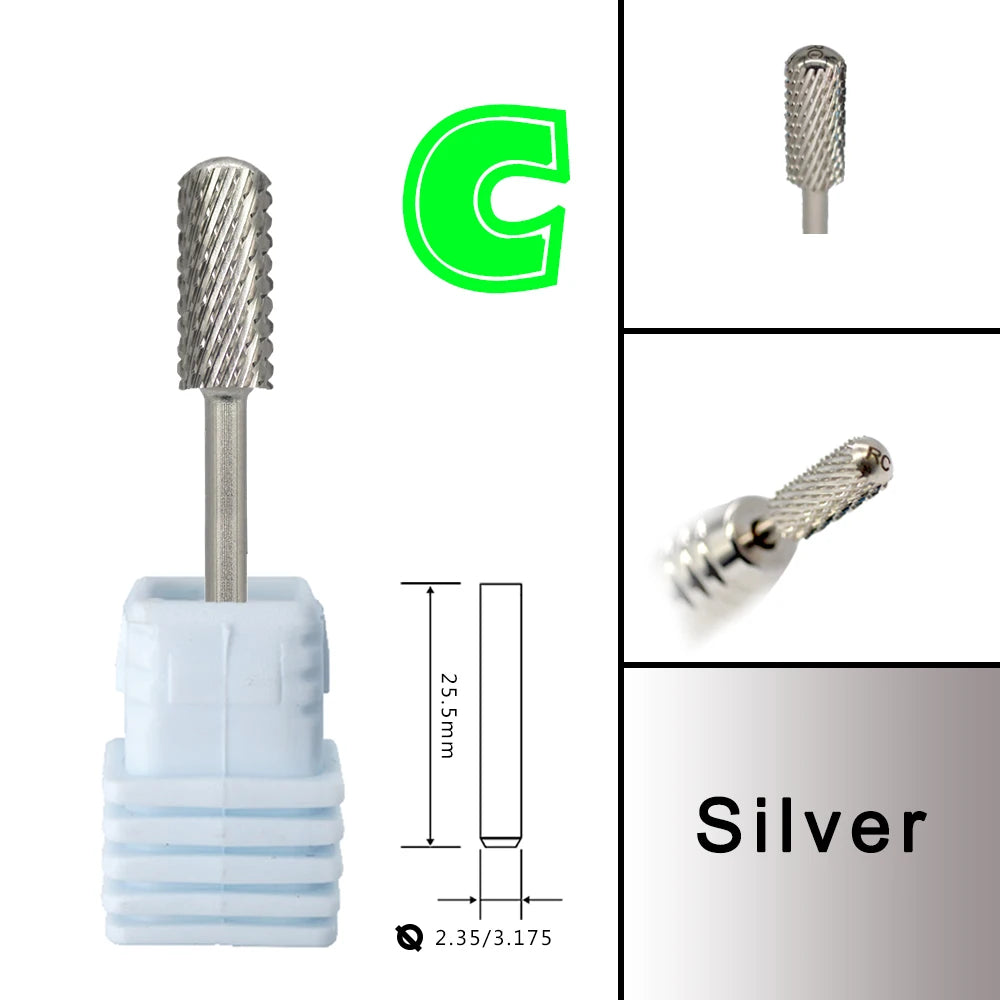 Barrel Steel Carbide Manicure Nail drill bits