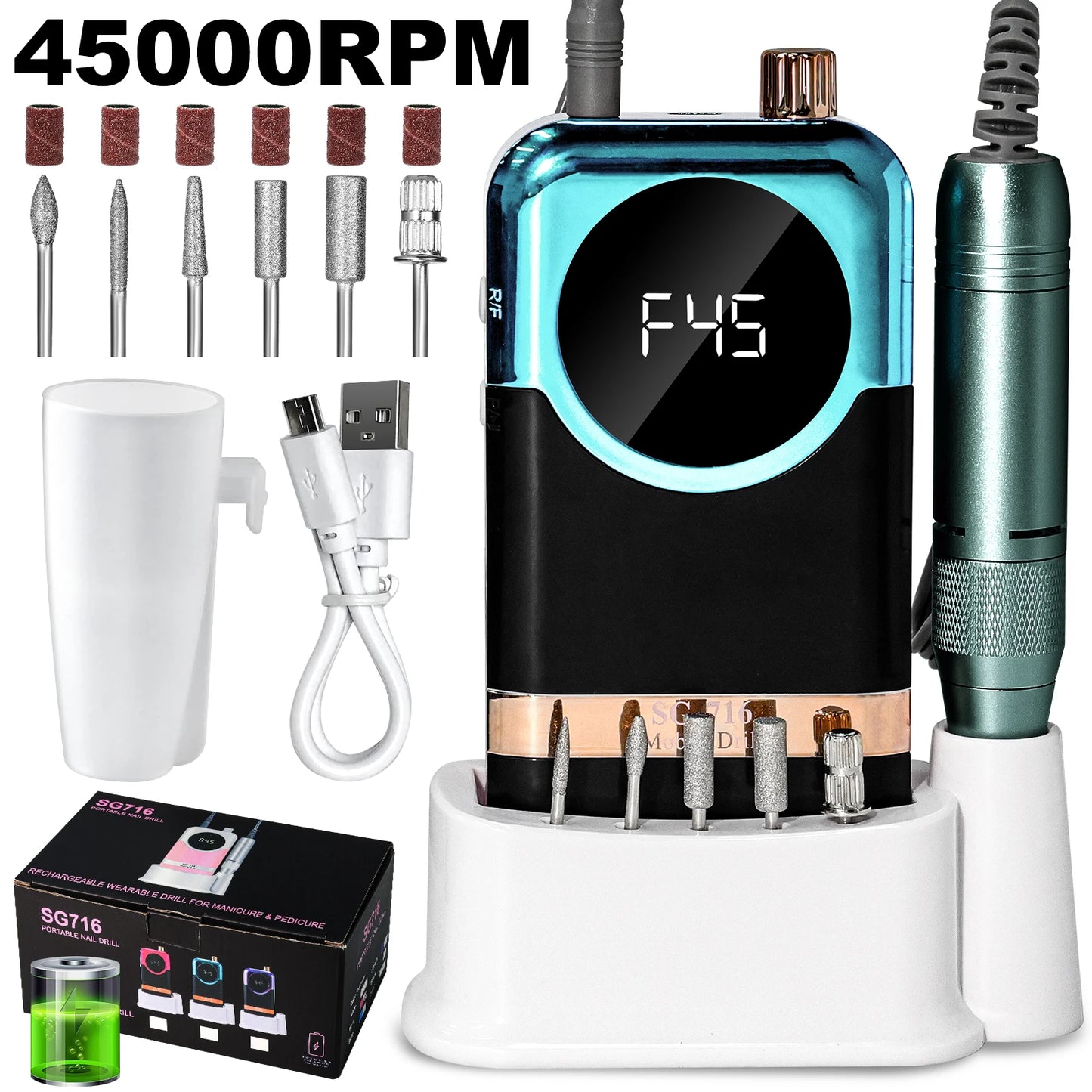 45000rpm Nail Drill Professional Machine (Low Noise)
