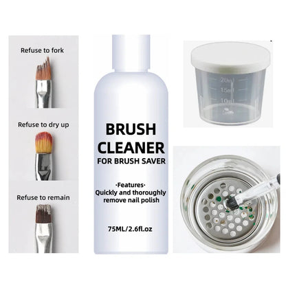 75ml Nail Brush Cleaner and Container wash set