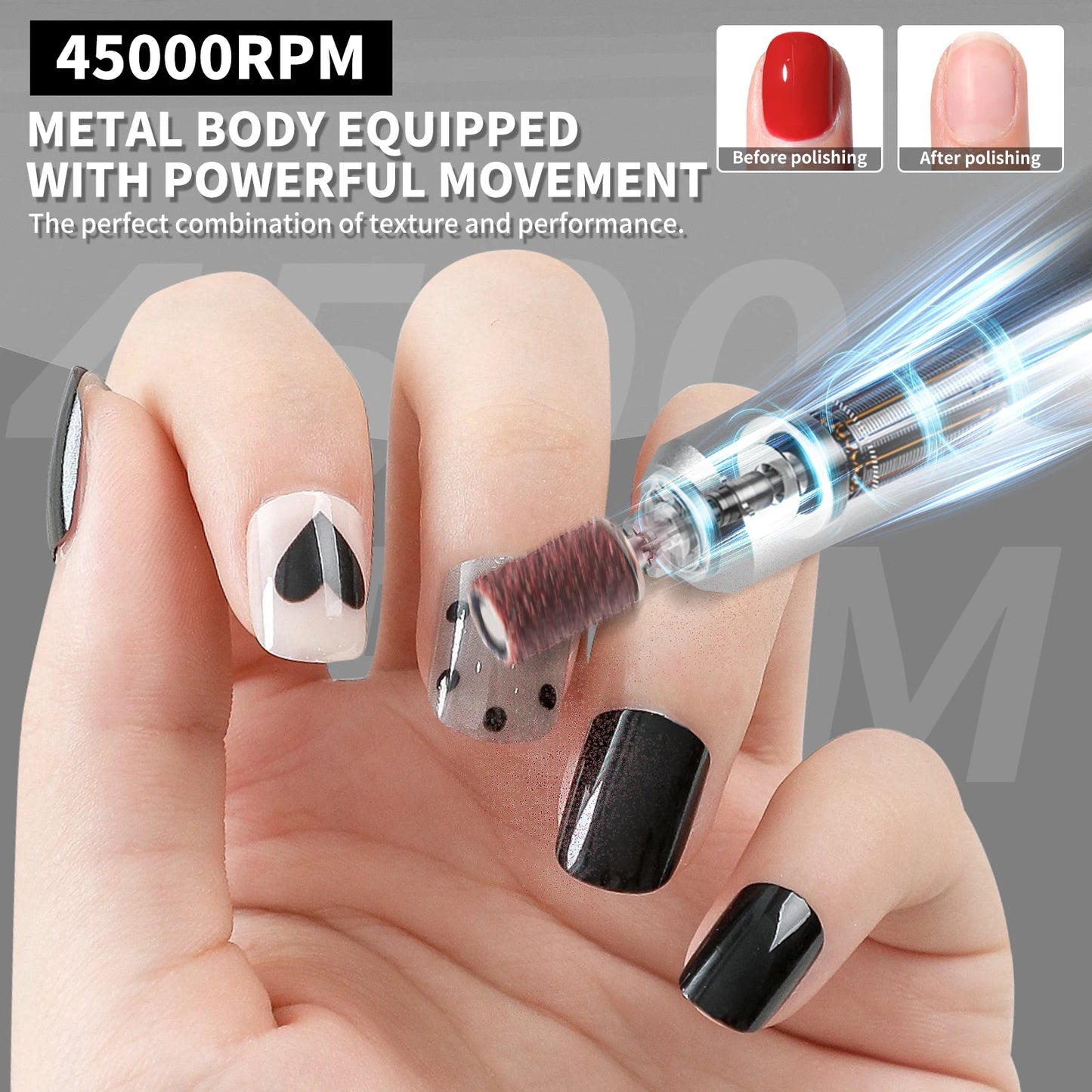 45000rpm Nail Drill Professional Machine (Low Noise)