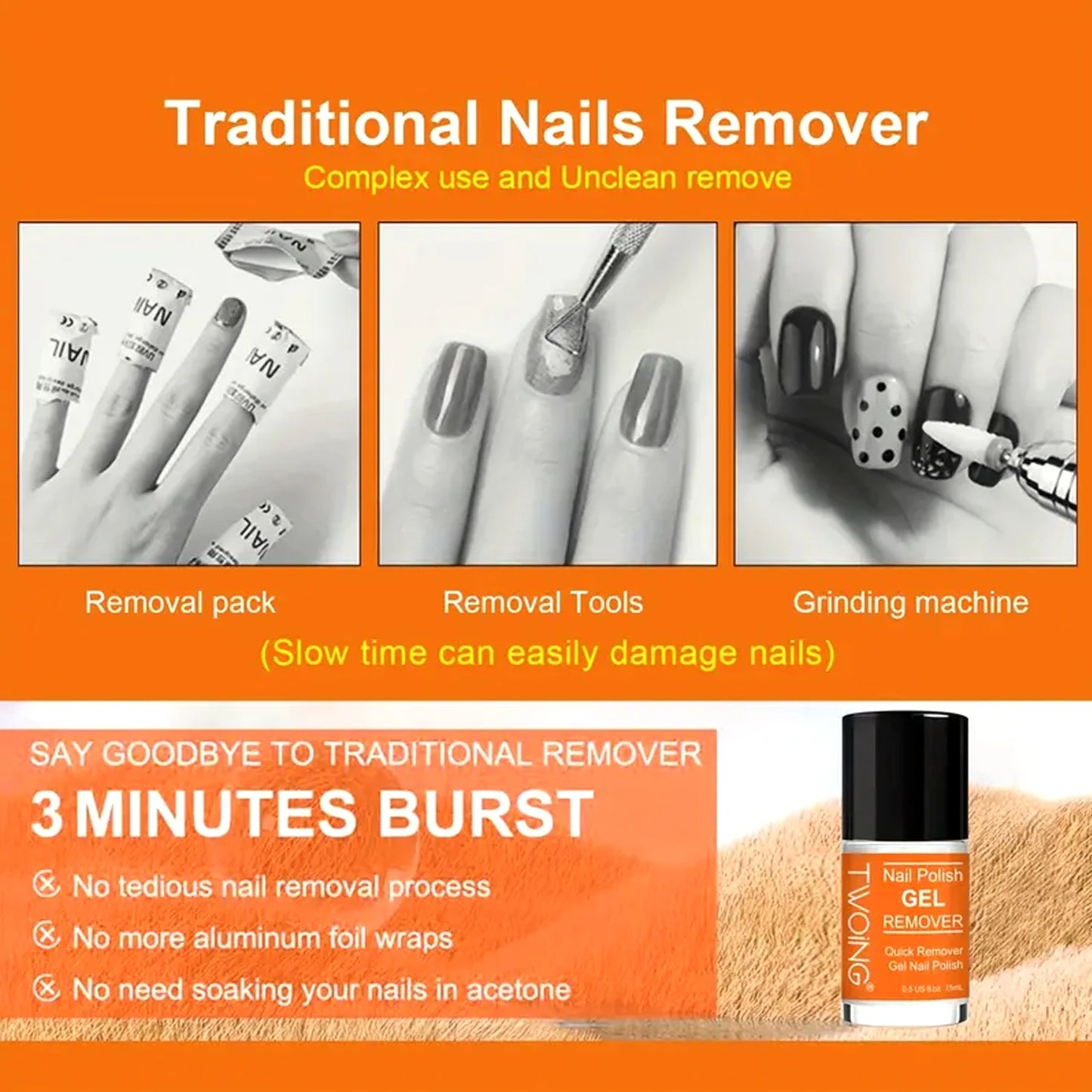 Nail Polish Gel Remover Set  (2-5 phút Nhanh!)