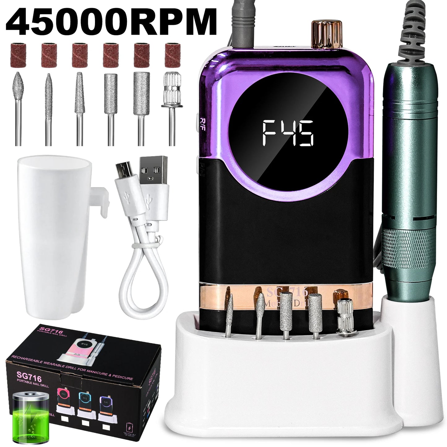 45000rpm Nail Drill Professional Machine (Low Noise)
