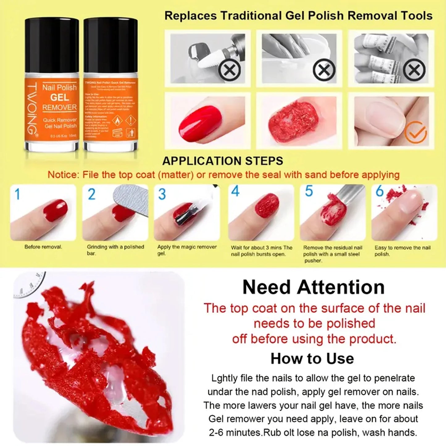Nail Polish Gel Remover Set  (2-5 phút Nhanh!)