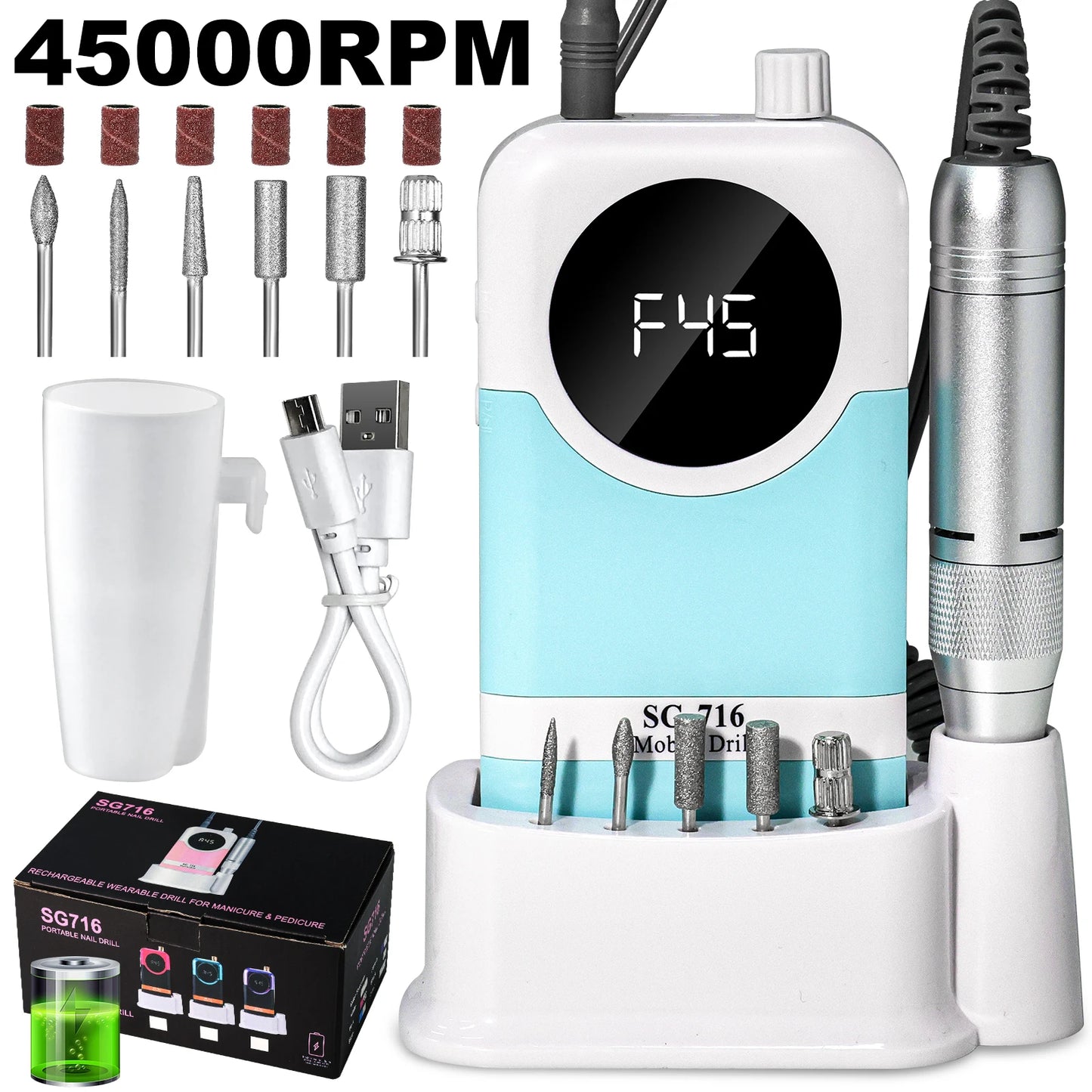 45000rpm Nail Drill Professional Machine (Low Noise)